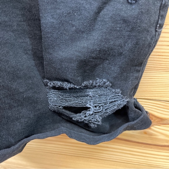 Arizona Jeans Denim Shortalls XXL Black Wash Overall Shorts Stretch Distress B57 - Picture 9 of 12